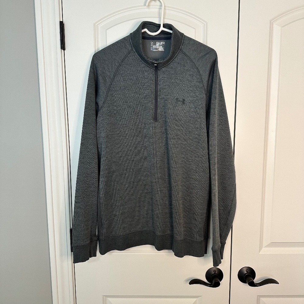 Under Armour 1/4 Zip Pull Over Sweatshirt - Gray,  Cold Gear,  Loose Fit - XXL